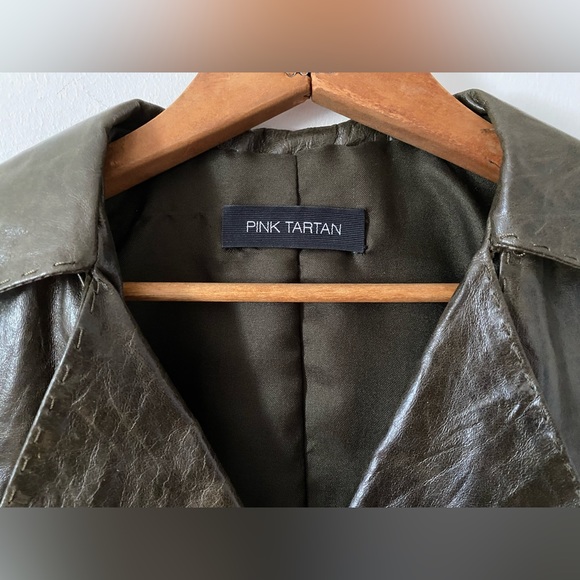 Vintage Brown Green Leather Jacket - Picture 6 of 10